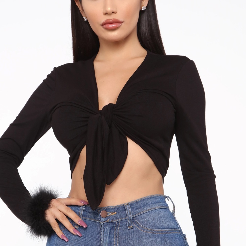 Front Tie Black Shirt